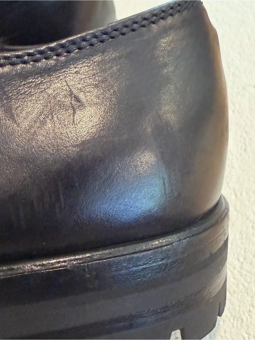 AGL Attilio Giusti Leombruni W 5.5 Black Leather Rabbit Fur Lugged Sole Derby